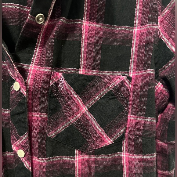 Browning Pink Black Plaid Wallflower Button Down Shirt Size Medium Women’s - Picture 3 of 8